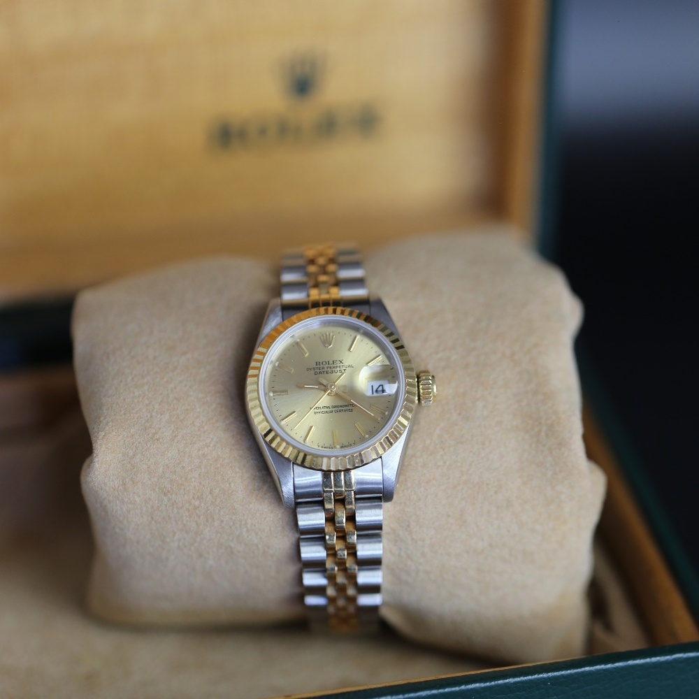 Rolex 26mm Two Tone 18K Yellow gold Stainless Watch
